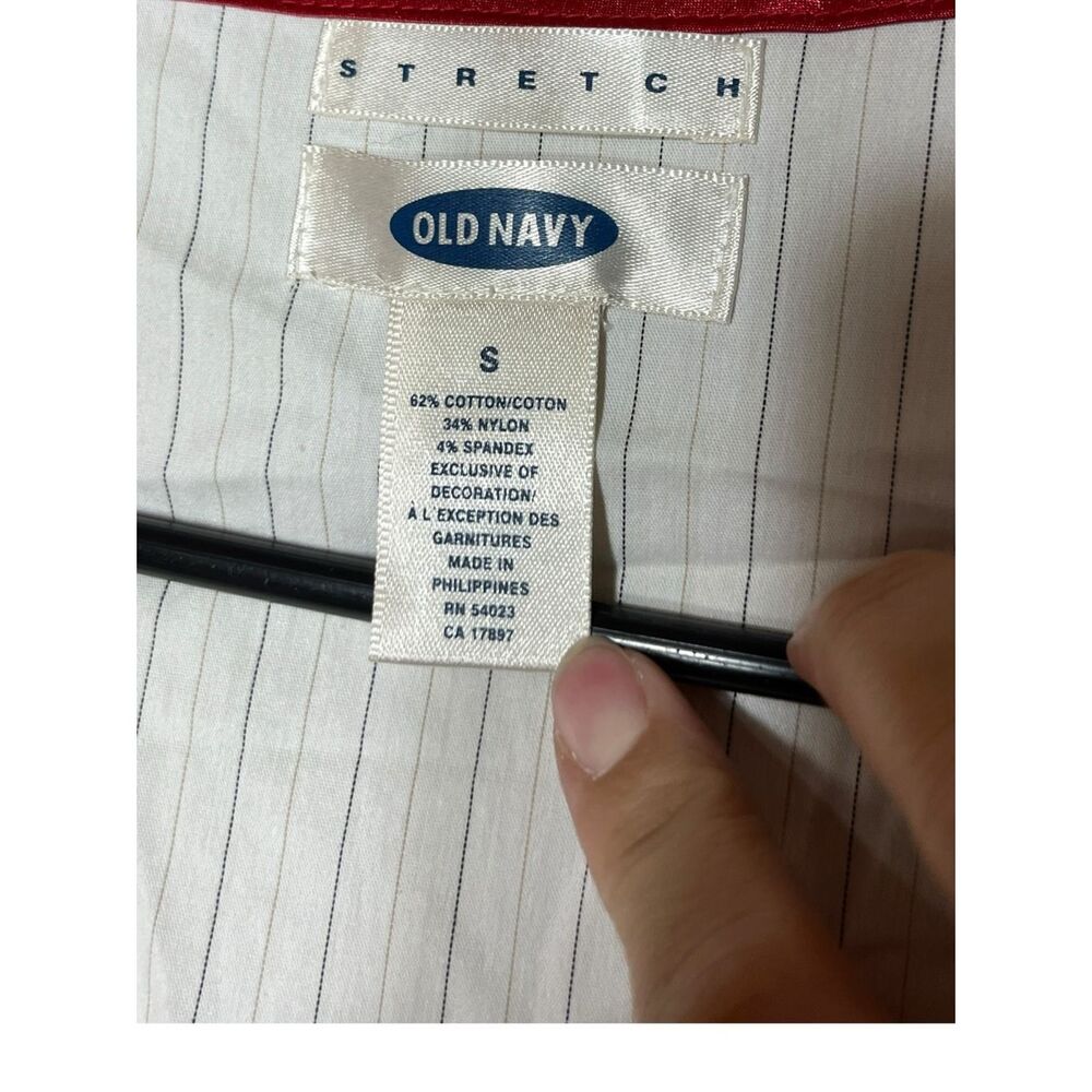 Vintage Old Navy Y2K Stretch Pinstripe Wrap Top Size Small - Picture 6 of 7